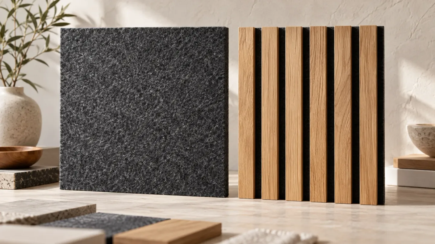 Felt and wood slat material comparison